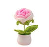 Handmade Crochet Flower Pot Pink Rose Shaded 1 PC. Artificial Flower Knitted Flower