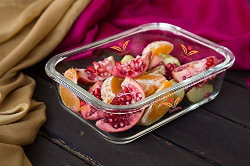 Femora Borosilicate Glass Containers for Kitchen | Storage Box for Kitchen With Air Vent Lid | Set of 2 1000ml, 1500ml