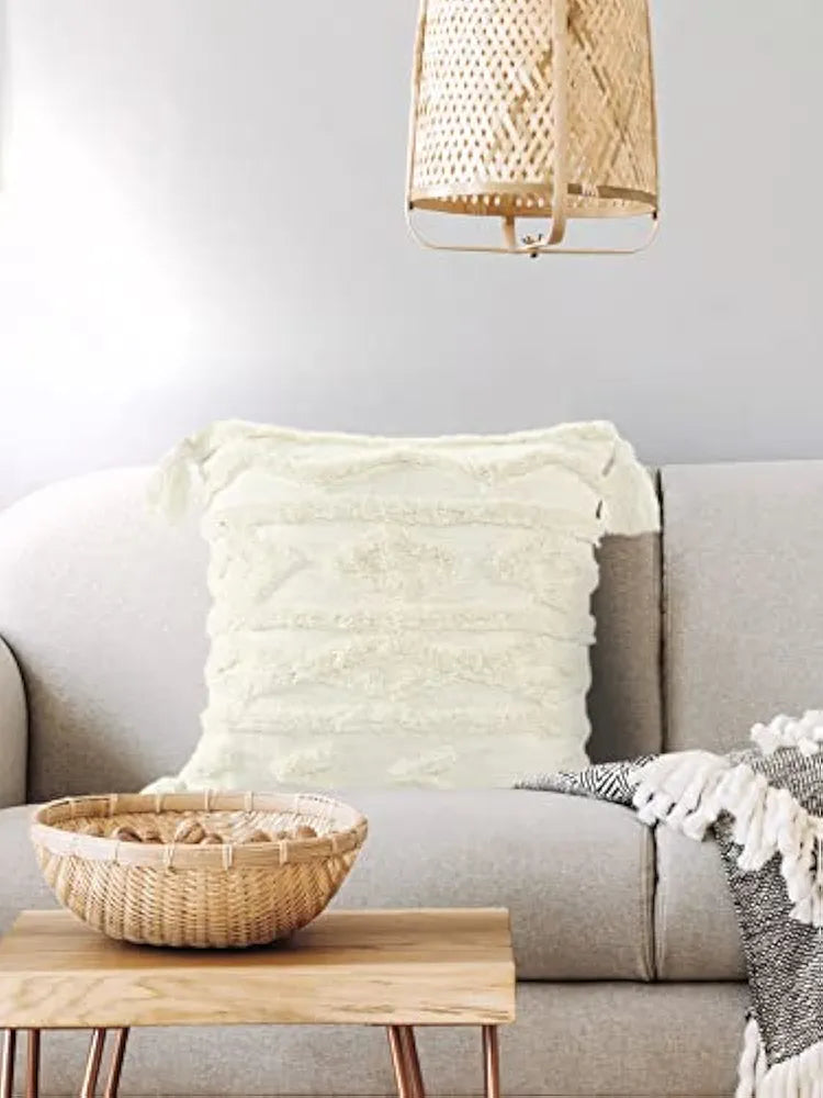 Sashaa World Tasselled And Tufted Cushion Cover/decorative Throw Pillow Cover For Sofa Or Bed