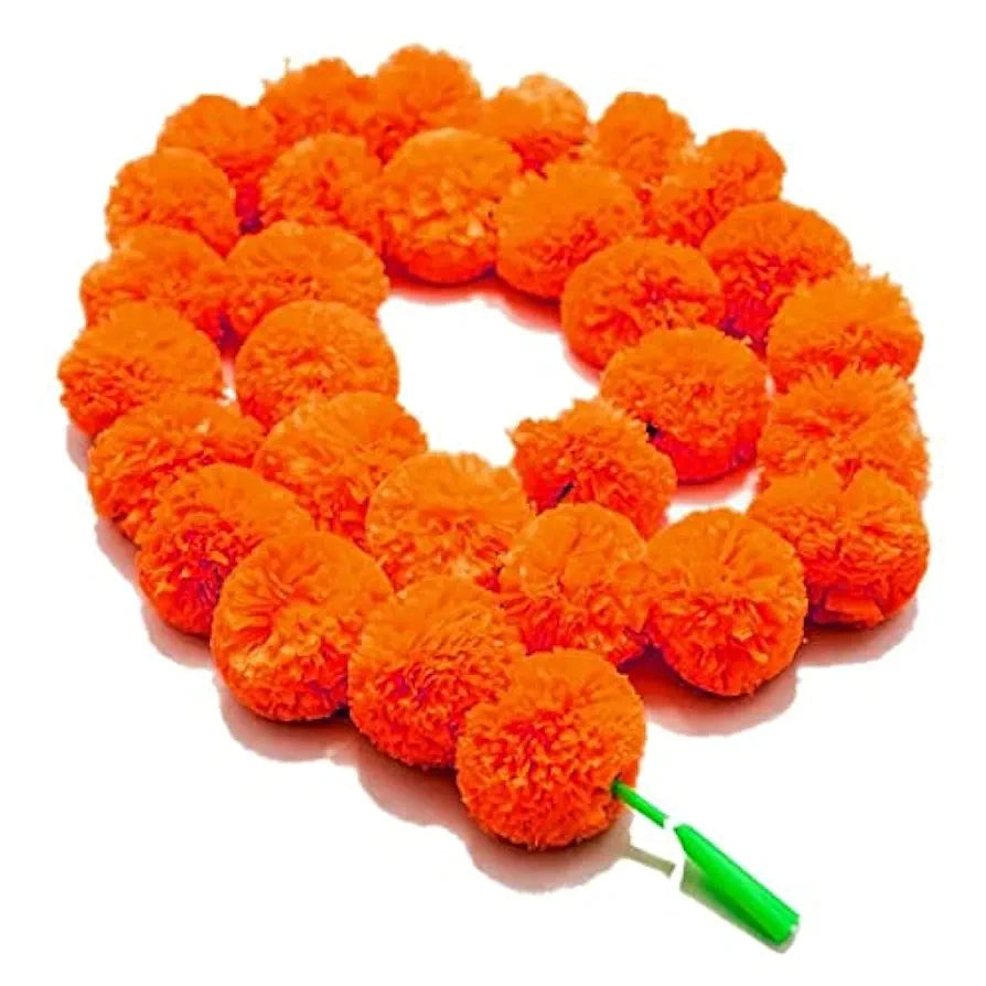 Artificial Marigold Graland Flowers Long Toran Indian Genda Phool Orange