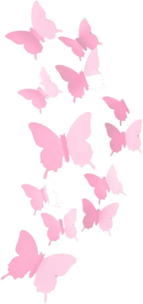 Jaamso Royals Light Pink 3d Butterflies Stickers for Wall Decoration Items Stickers Wall Decor 12 Piece