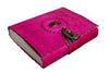 Craftshades – Metal Lock Single Stone Pink Embossed Design 7.5 Inch Handcrafted Leather Journal | Diary 200 Page