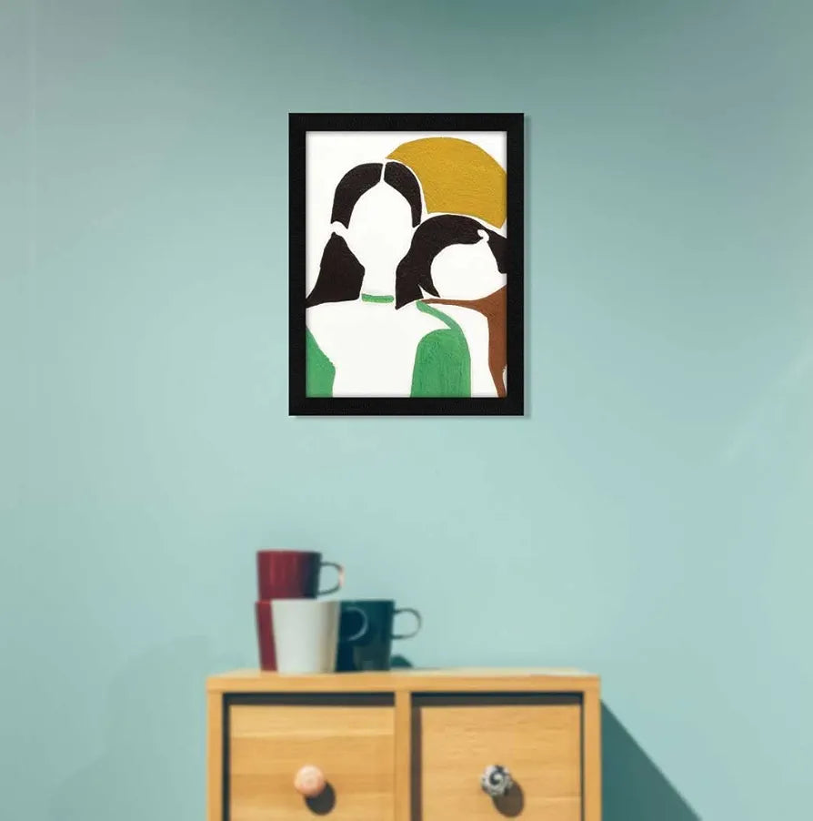 ArtX Paper Minimal Two Girls Decor Frame Wall Art Painting