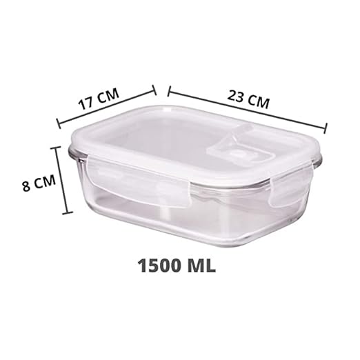 Femora Borosilicate Glass Containers for Kitchen | Storage Box for Kitchen With Air Vent Lid | Set of 1 | 1500 Ml