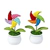 Crochet Flowers Artificial Sunflower Multicolor Fan with Pot