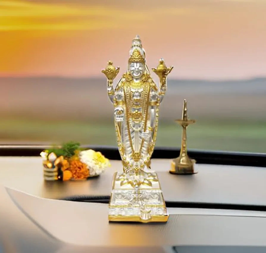 Gold Art India Lord Tirupati Balaji Garuda Gold Silver Two Tone Matte