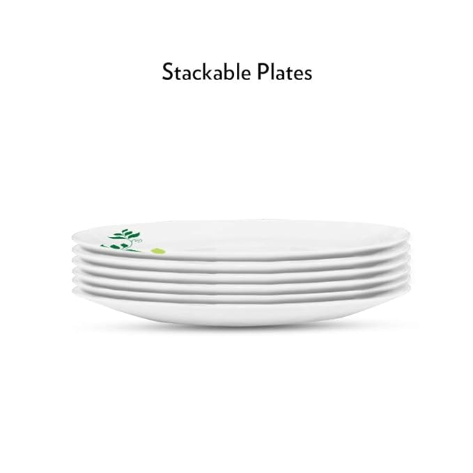 Larah by Borosil Opalware Full Plate | 11 Inch | White | Set of 6