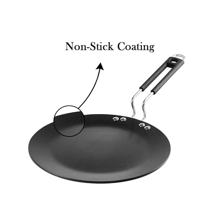 Vinod Hanos Non Stick Concave Tawa -26.5 cm | 5.25mm Thick | Roti, Chapati Tawa | Long Lasting | Riveted Handle