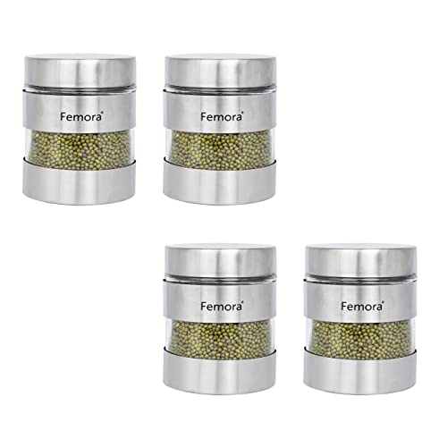Femora Metallic Clear Glass Kitchen Storage Jar | 700 Ml | Set of 4