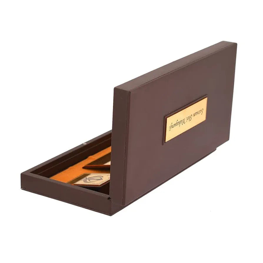 Jaipur Ace Satnam Shri Waheguru Ji Gold Plated Charan Paduka Yantra With Wooden Box