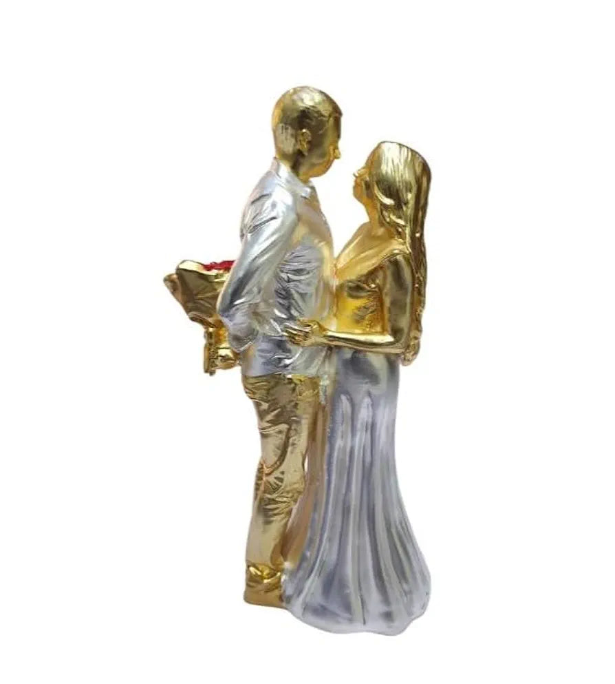 Gold Art India Couple Figurine Gold-Silver Plated Matte Finish