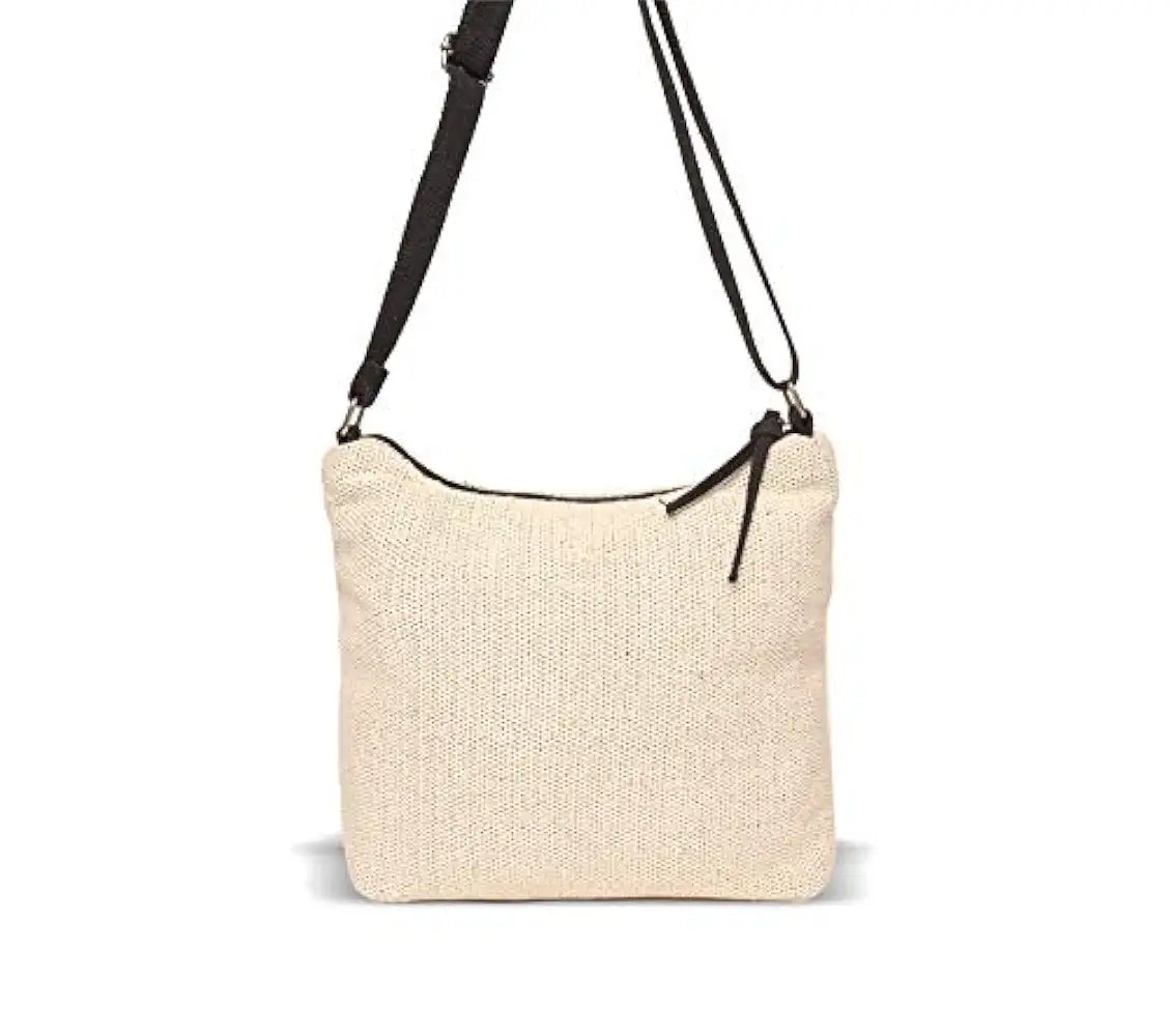 Astrid Handmade Macrame Flap Over Sling Bag For Girls And Women Colour White & Black