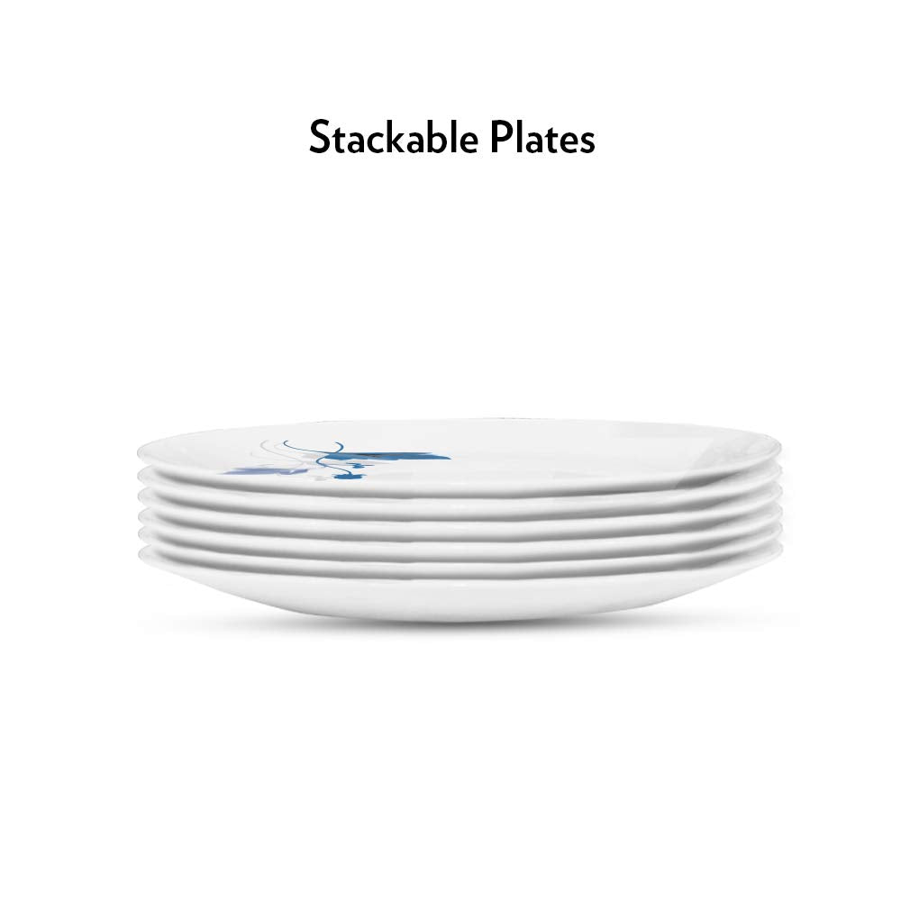 Larah by Borosil Opalware Ageria Full Plate | White | 11 Inch | Set of 6
