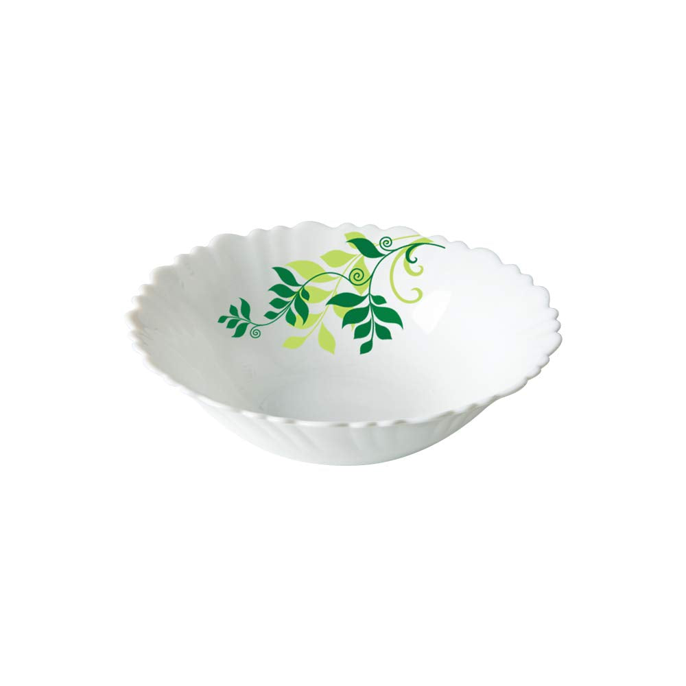 Larah by Borosil Fern Opalware Multipurpose Bowl Set | White | Set of 2