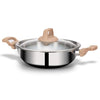 Arttdinox Timber Triply Stainless Steel Kadai | Triply Kadhai With Lid | 24cm | 2.7 Ltr | Jindal Stainless | Silver