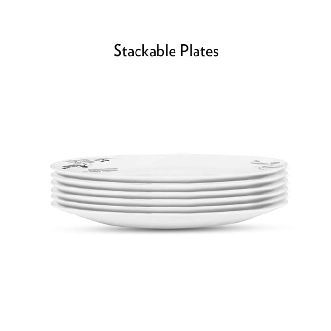 Larah by Borosil Opalware Plate | Set of 6 | 11 Inch | White