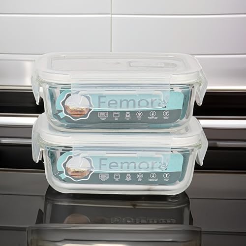 Femora Borosilicate Glass Containers for Kitchen | Storage Box for Kitchen With Air Vent Lid | Set of 2 | 400 Ml Each