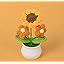 Crochet Flowers Artificial Sunflower Mushroom with Daisy Pot