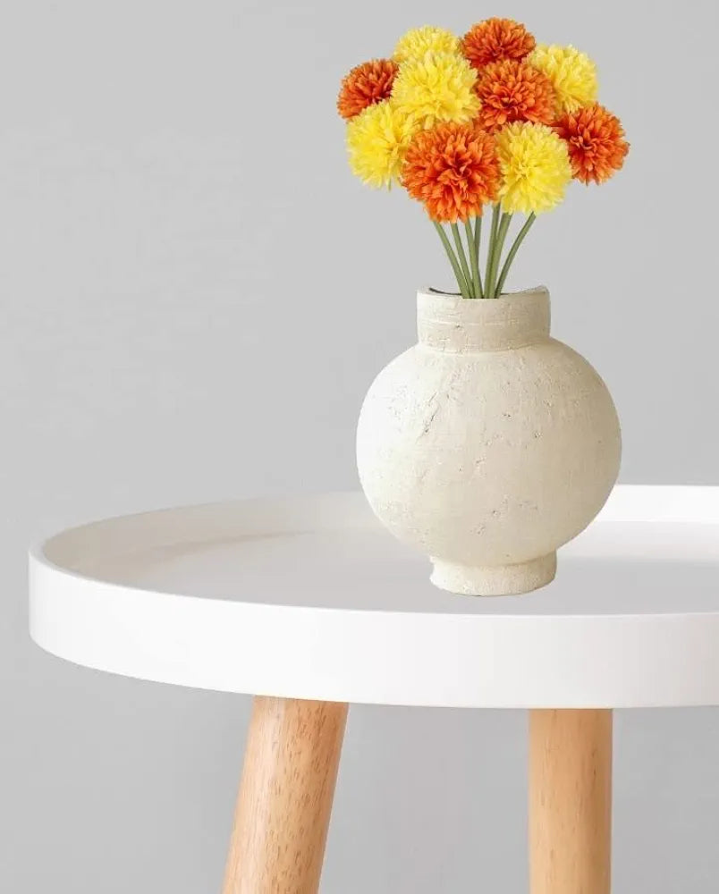 Artificial Chrysanthemum Hydrangea Ball Flower Sticks Yellow Orange