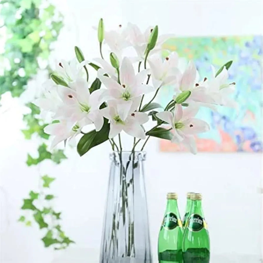 Lily Artificial Foam Flowers Sticks White