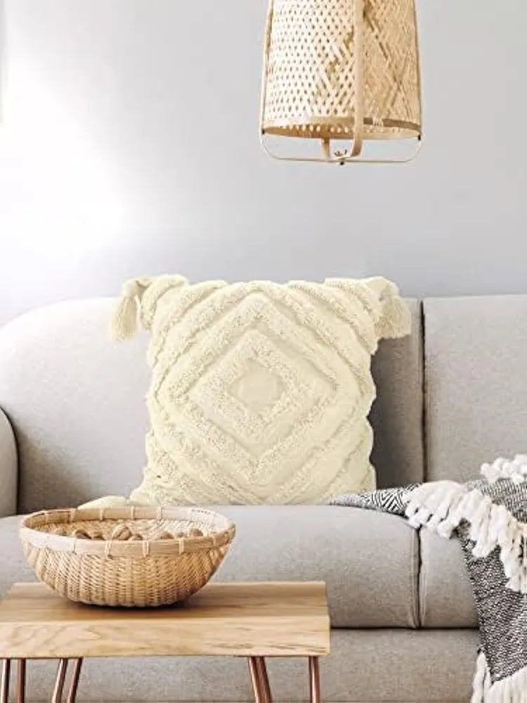 Sashaa World Tasselled And Tufted Cushion Cover