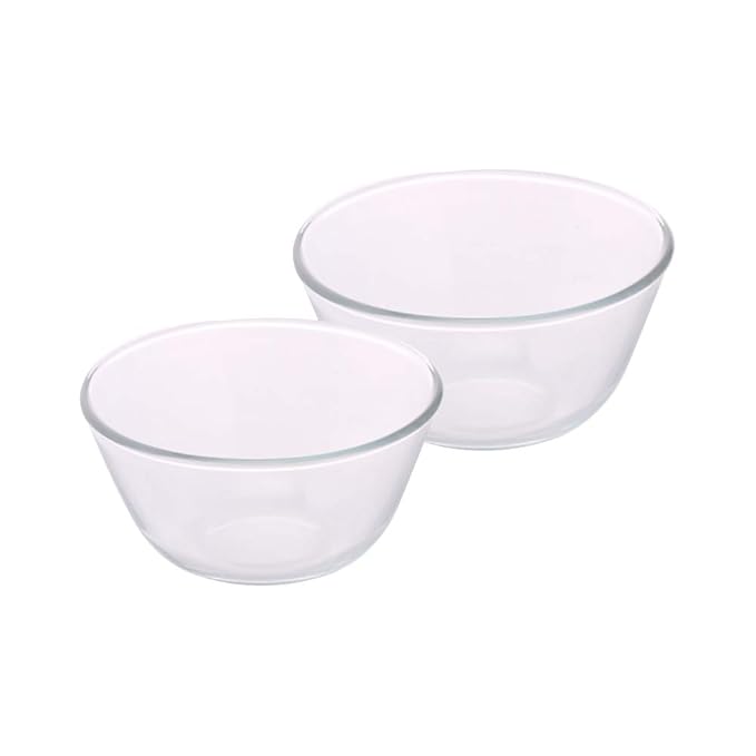 Borosil Glass Mixing & Serving Bowls | Oven & Microwave Safe Bowls | Set of 2