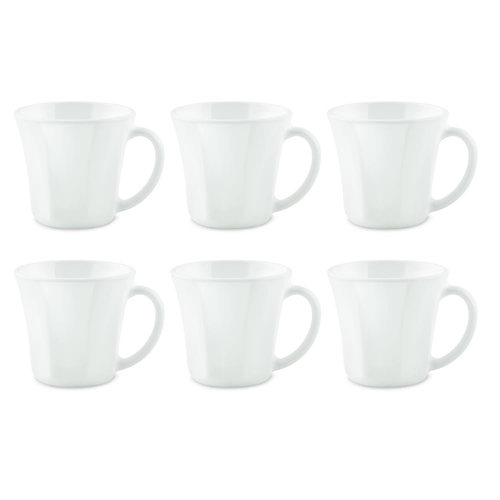 Larah by Borosil Octa Opalware Mug | Set of 6 Tea/coffee Mugs | 200 Ml Each