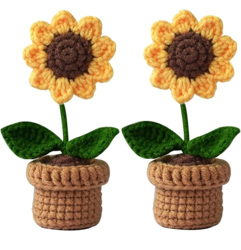 Crochet Flowers Artificial Sunflower Sunflower with Crochet Pot