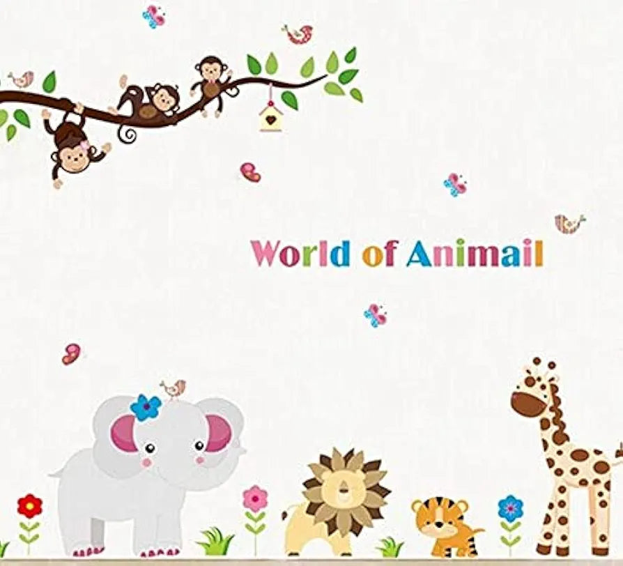 Jaamso Royals Wall Stickers for Kids Room Pvc Vinyl Multicolor -self-adhesive Cartoon Wallsticker