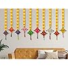 Handmade Artificial Marigold Fluffy Flowers Colorful Woolen Kite Hanging 42 Inches Height Approx