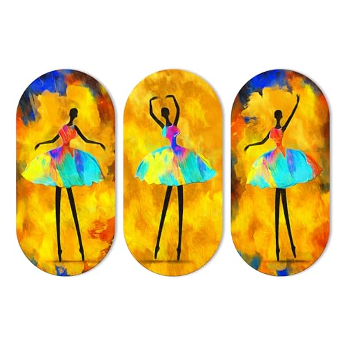 Artvibes Ballerina Dancing Abstract Art Wooden Wall Hanger for Home | Set of 3