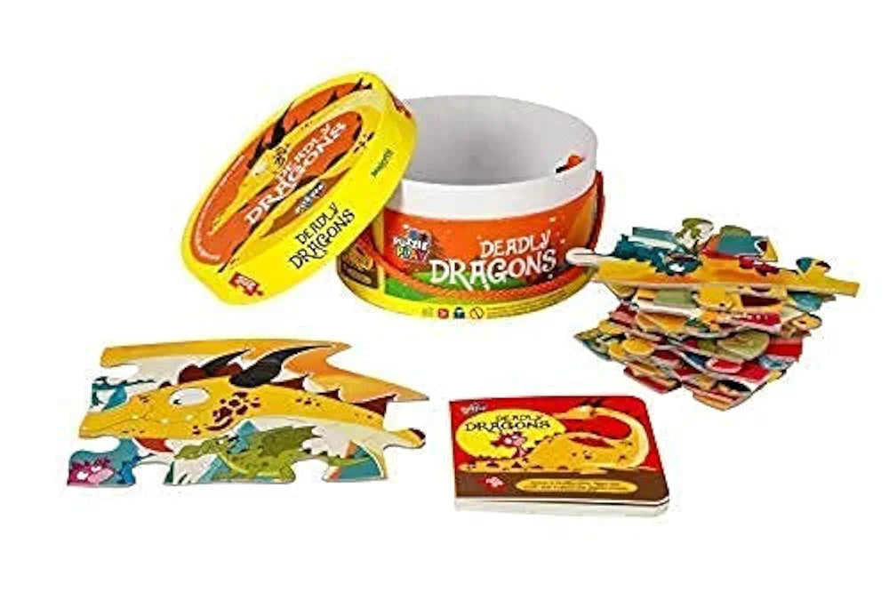The Book Tree Deadly Dragons Puzzle Box for Kids I 30 Big Jigsaw Puzzle Pieces & 1 Storybook I Fun Toy for Children Age 3+ IDurable Big Floor Puzzle I for Children by Majestic Book Club