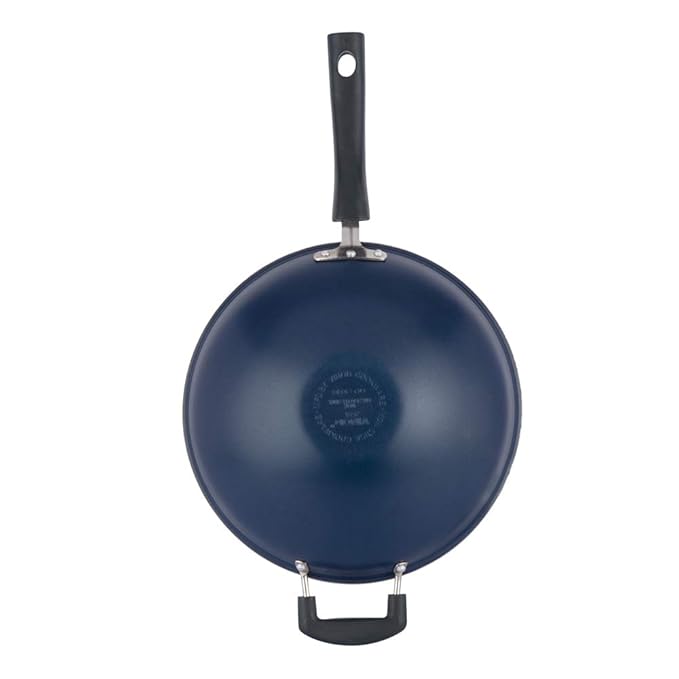 Vinod Zest Aluminium Non Stick Wok - 28 cm | 3mm Thick | 3 Layer Coating | Bakelite Handle | Chinese Wok Pan