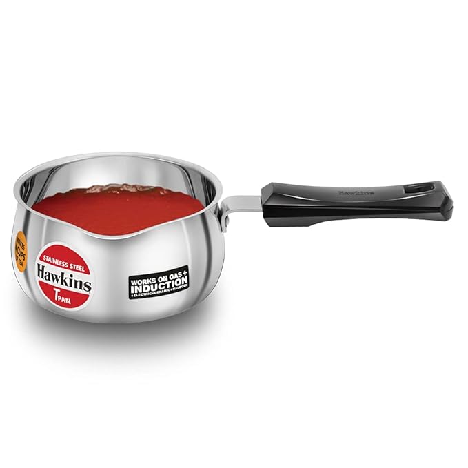Hawkins 1 Litre Tpan Stainless Steel Tea Pan Induction Sauce Pan Chai Pan