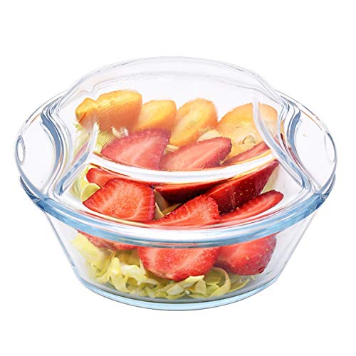 Femora Borosilicate Serving Bowl | Glass Casserole Set, Glass Bowl With Lid, Microwave Safe Bowl Set | 500 Ml