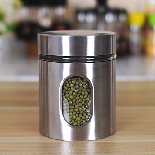 Femora Kitchen Storage Jars Steel Body With See Through Window Jar | 300 Ml | Pack of 3