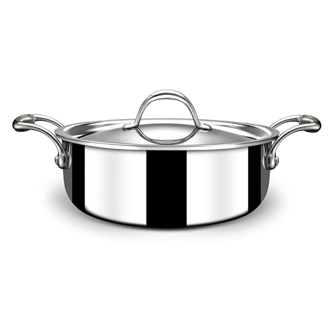 Stahl Triply Stainless Steel Casserole With Lid | Triply Stainless Steel Sauce Pot | Induction Pan | Artisan 4820 | Dia 20 Cm | 2.2 Litres