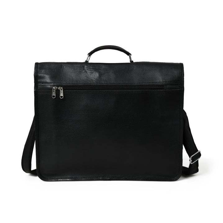 Craftshades – 11*15″ Single Pocket Handcrafted Messenger Goat Leather Bag – Black Color | 100% Genuine Leather