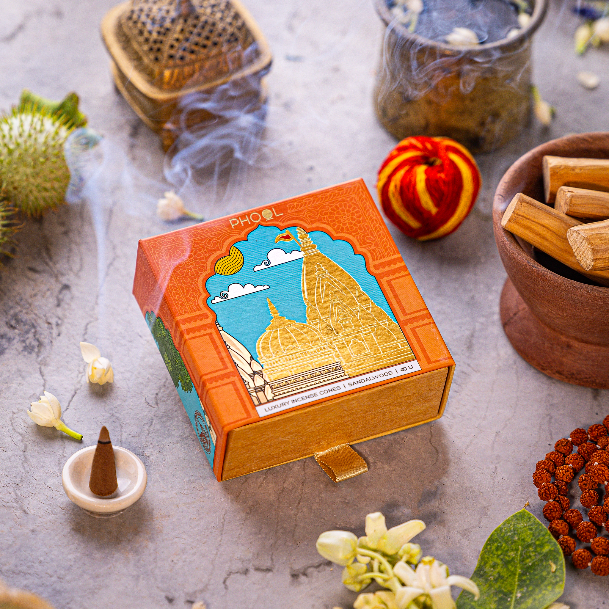 Phool KVT Sandalwood Incense Cones - 40 Cones