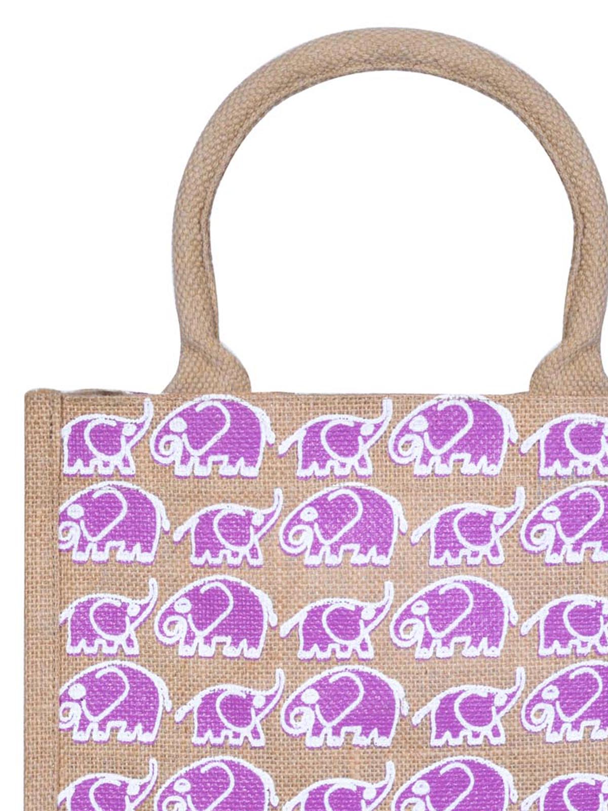 Jute Cottage Elephant Print Lunch Zipper Bag