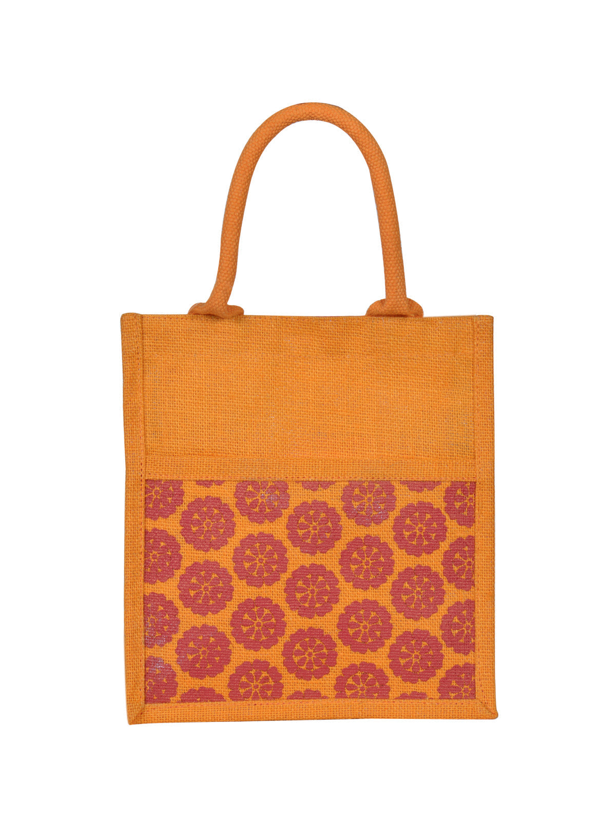 Jute Cottage Pocket Zipper Lunch Bag 100% Genuine Jute Stylish