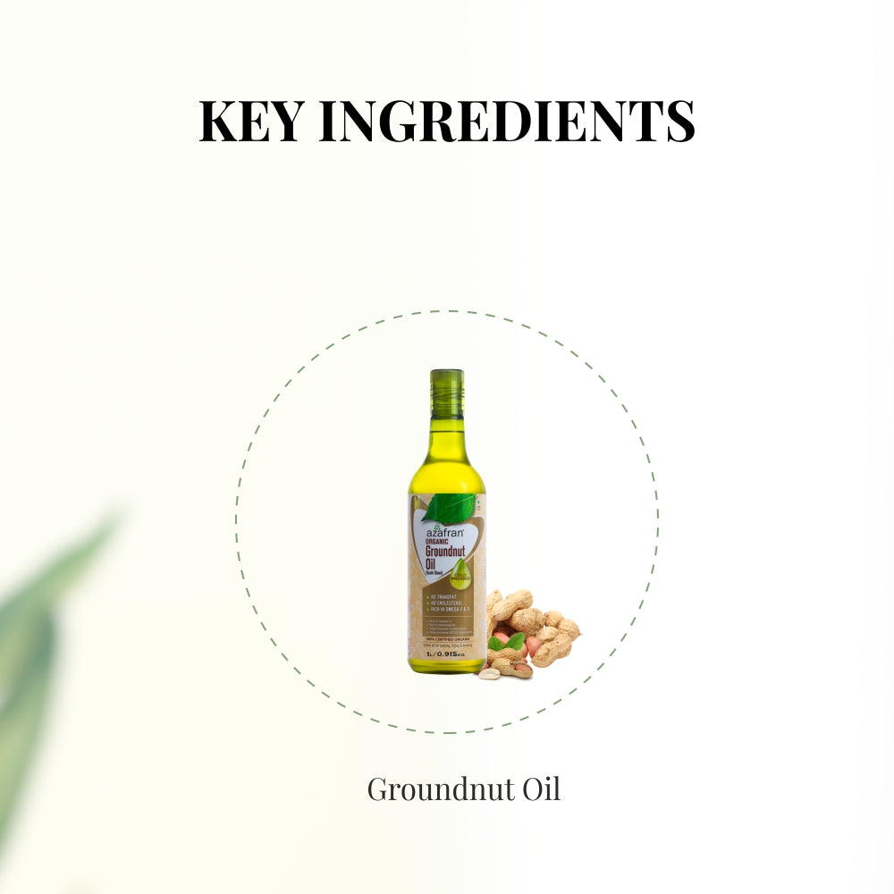 Azafran Organic Groundnut Oil (Cold Pressed) - 1l