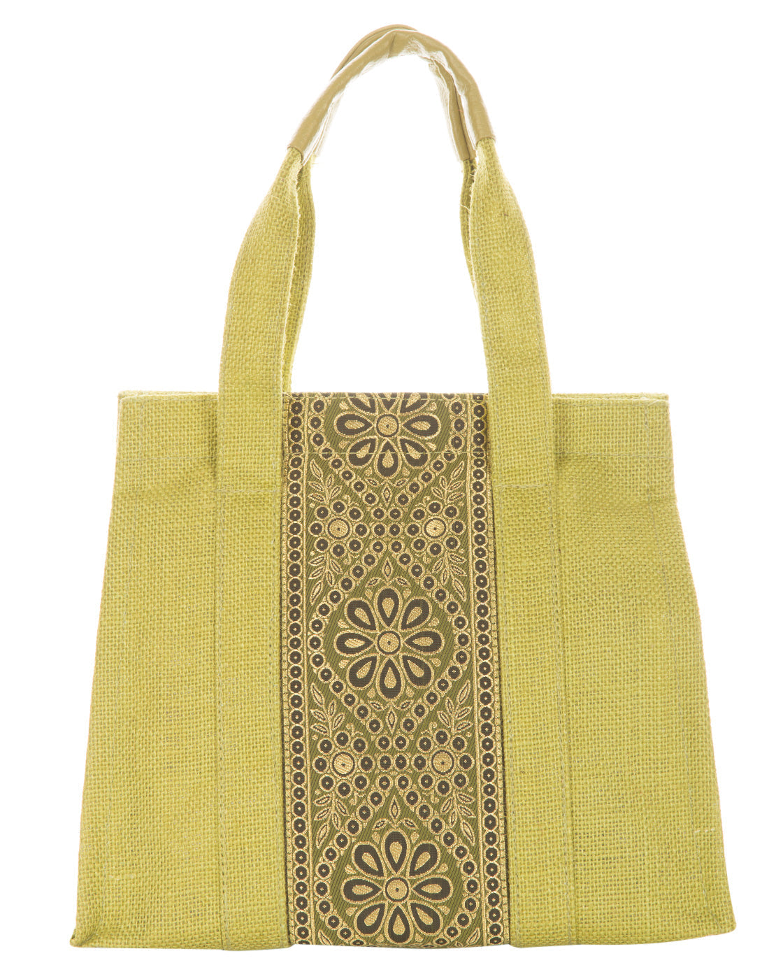 Jute Cottage Vertical Lace Zipper Lunch Bag Jute Bag