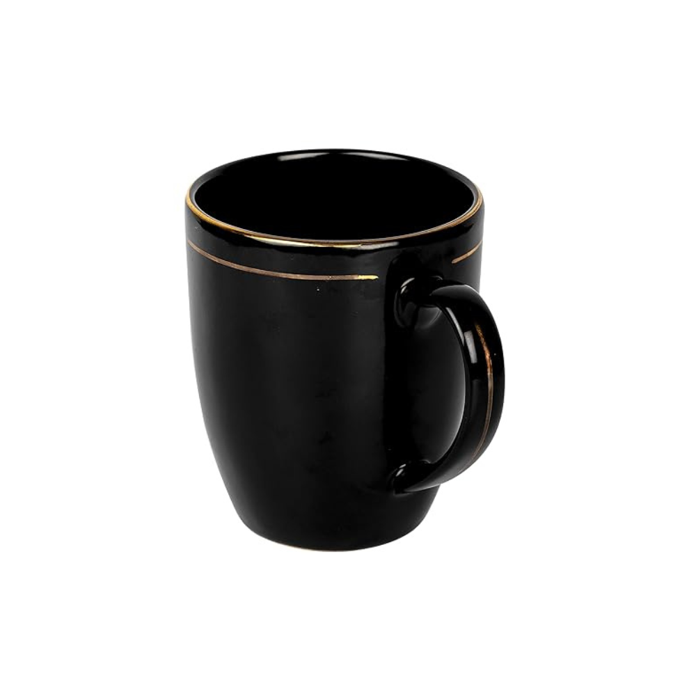 Femora Black Color Gold Line Ceramic Coffee Mug | 300 Ml