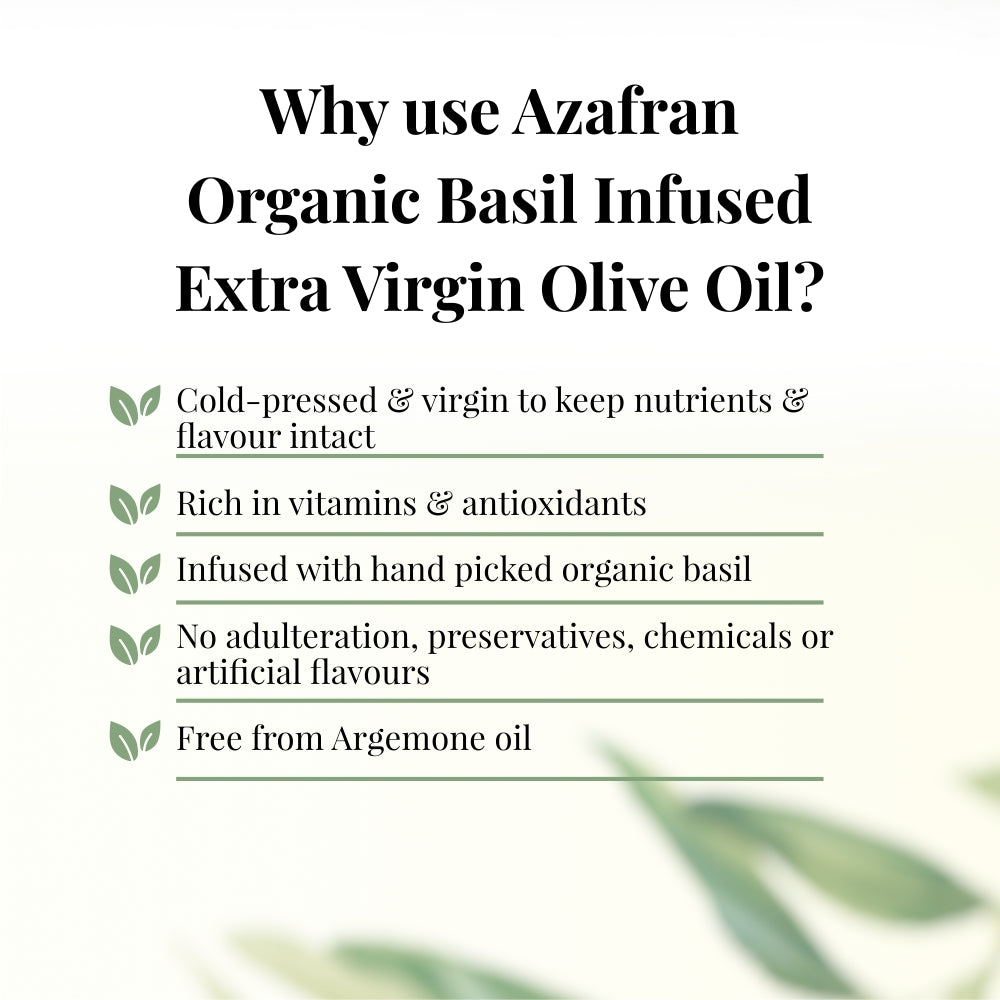 Azafran Basil Infused Extra Virgin Olive Oil - 250 ml