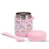 House of Quirk 304 Stainless Steel Baby Feeding Bowl with Spoon - Pink Rainbow