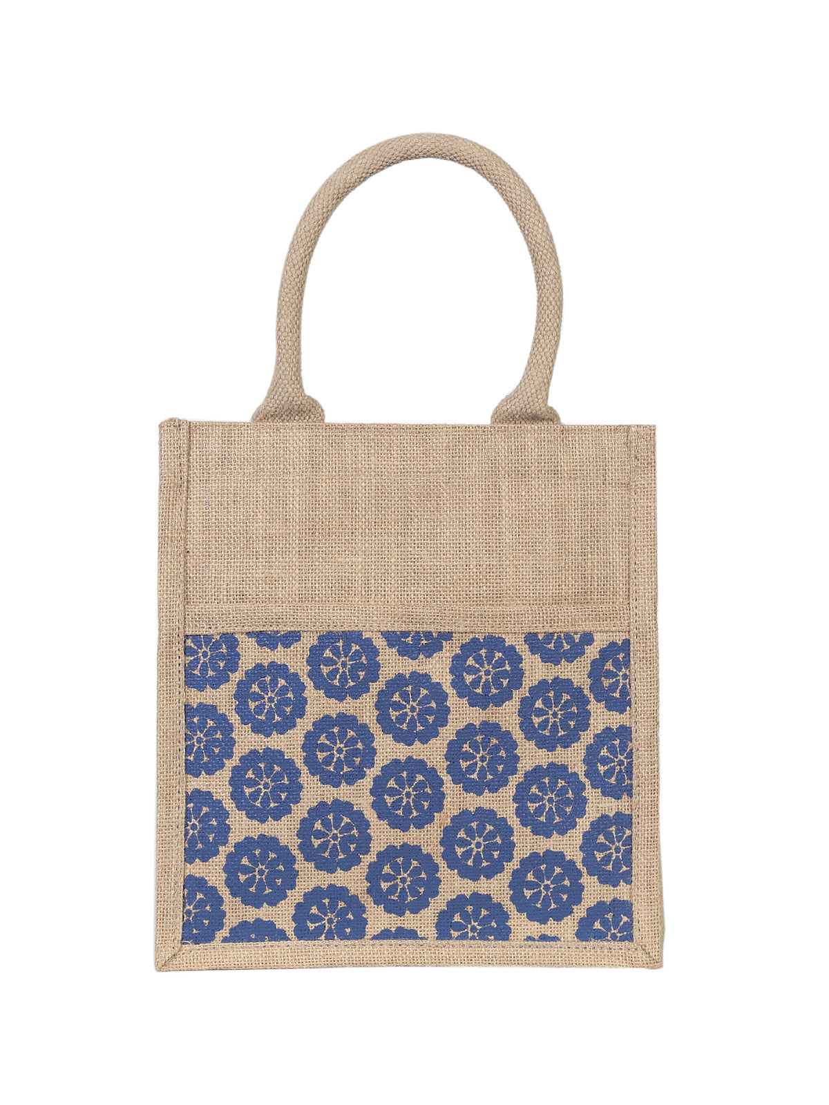 Jute Cottage Pocket Zipper Lunch Bag 100% Genuine Jute