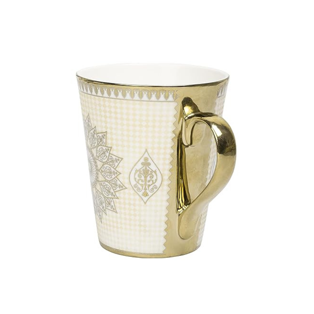 Femora Ceramic Golden Satire Coffee Mug, Ceramic Tea Cup | Set of 1 | 330 Ml | Not Microwave Safe