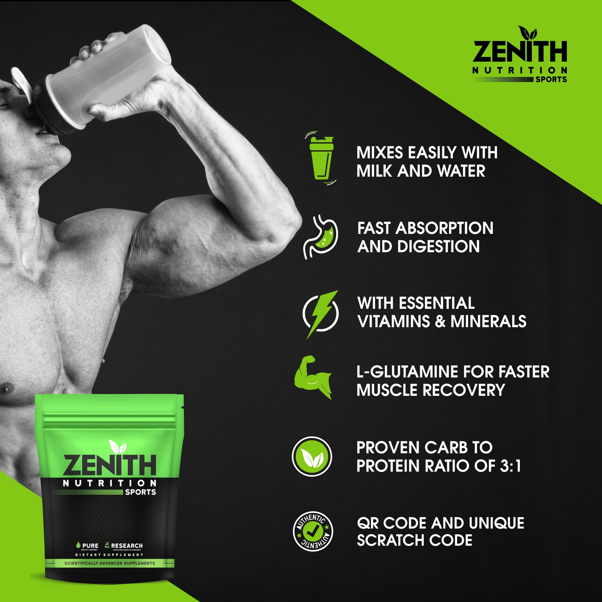 Zenith Sports Mass Gainer with Enzyme blend