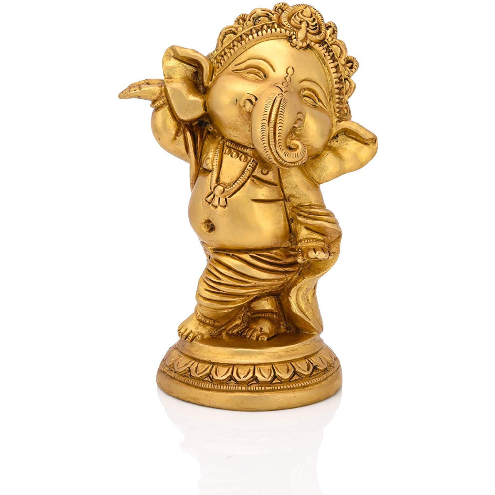 The Advitya Lord Ganesha Idol | Brass Idol | Hindu God Ganesh Ganpati Vinayak Chaturbhuj Statue Murti for Pooja